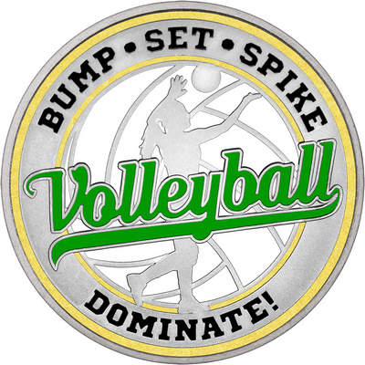 Green "Volleyball" with Gold Outer Circular Borders